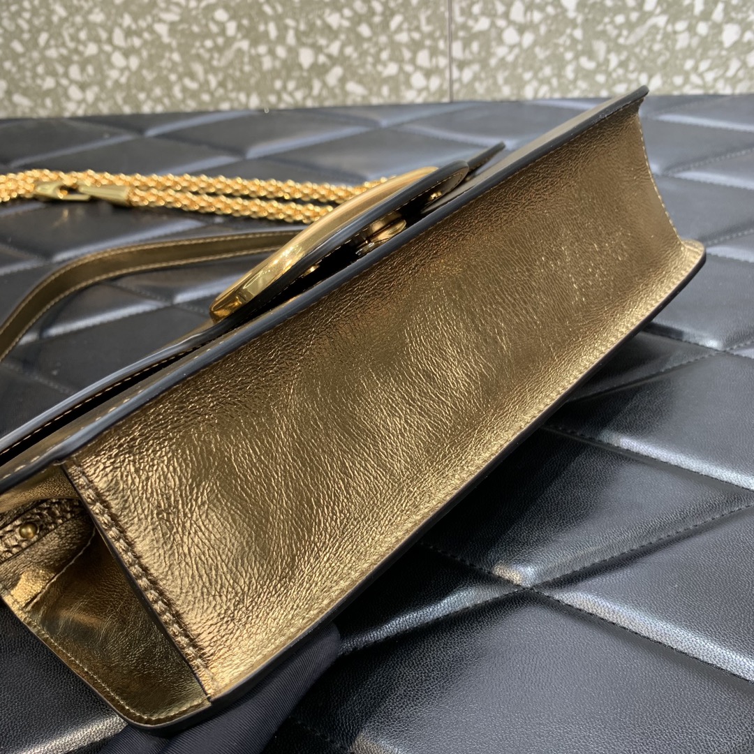 Valentino Garavani Loco Shoulder Bag in Gold Calfskin Leather